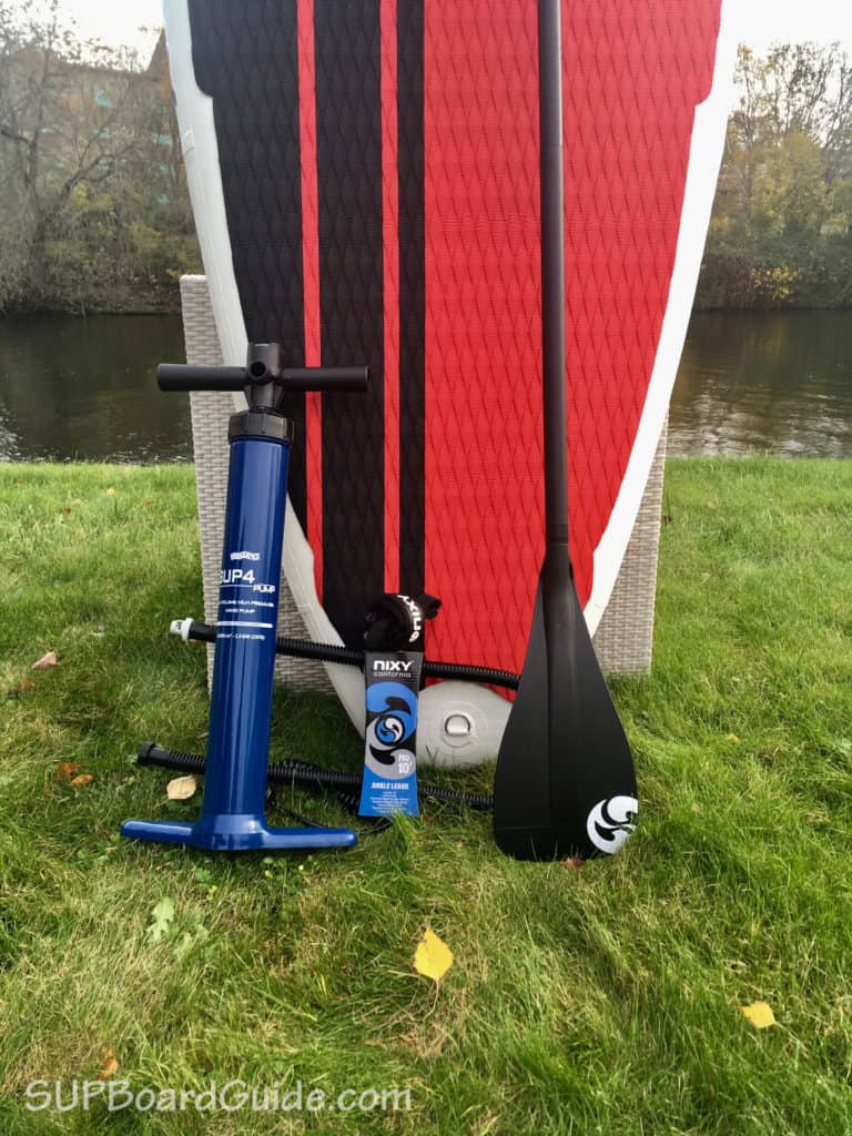 Pump, leash and paddle included with Nixy