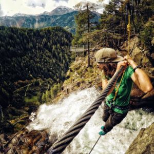 Here is another way of crossing a waterfall, probably not the safest way to go to the other side.