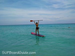 My fiancee enjoying the stand-up paddleboard