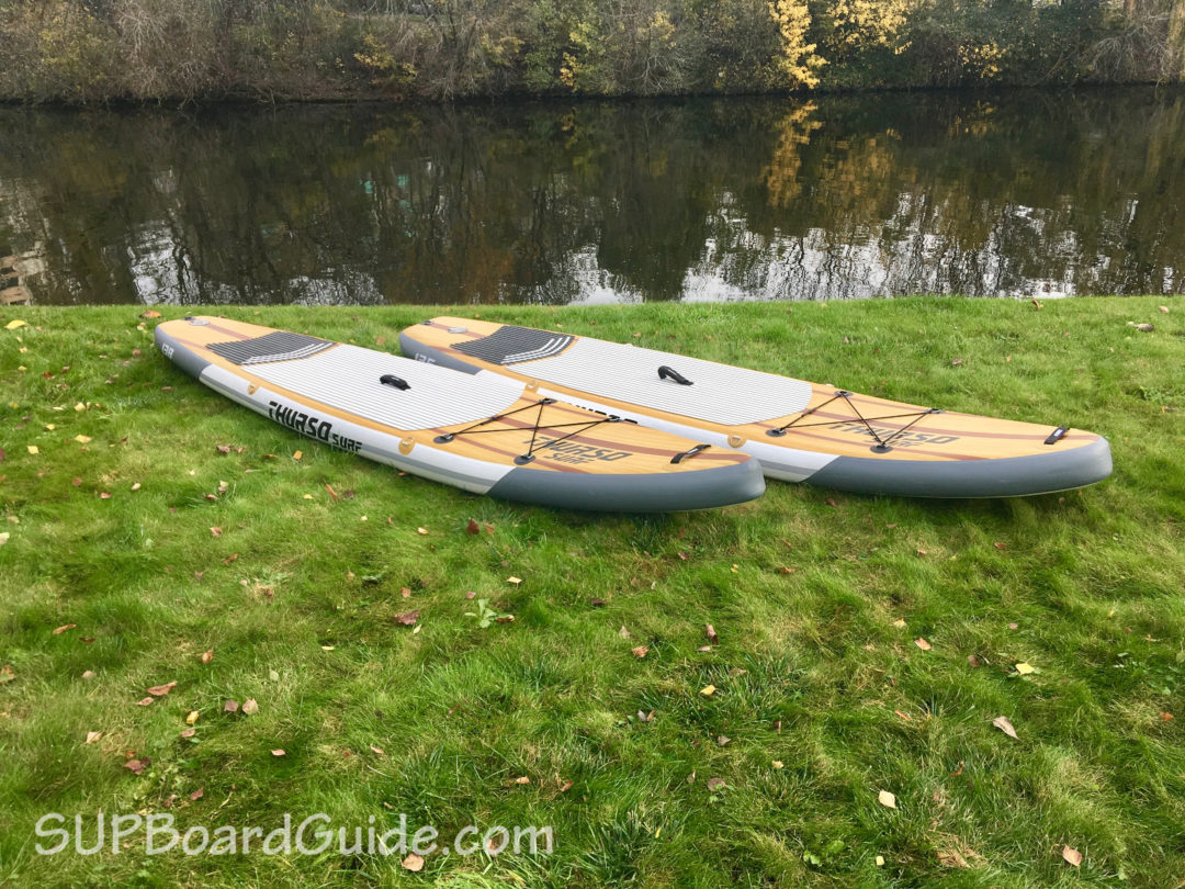Wood stripe paddle board