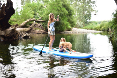 Girl Paddling iSUP-Dog-Kids