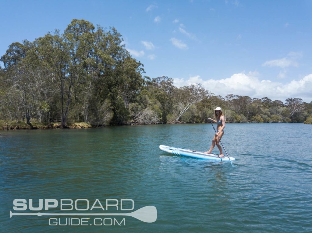 paddling inflatable paddleboard