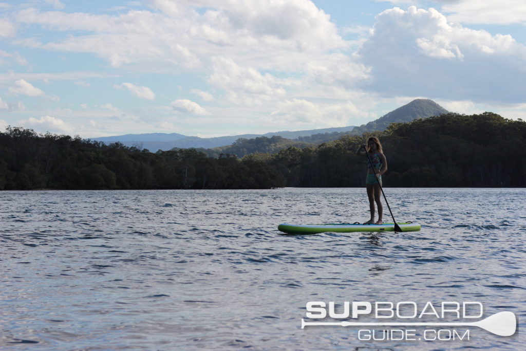 Gentle SUP paddle on river