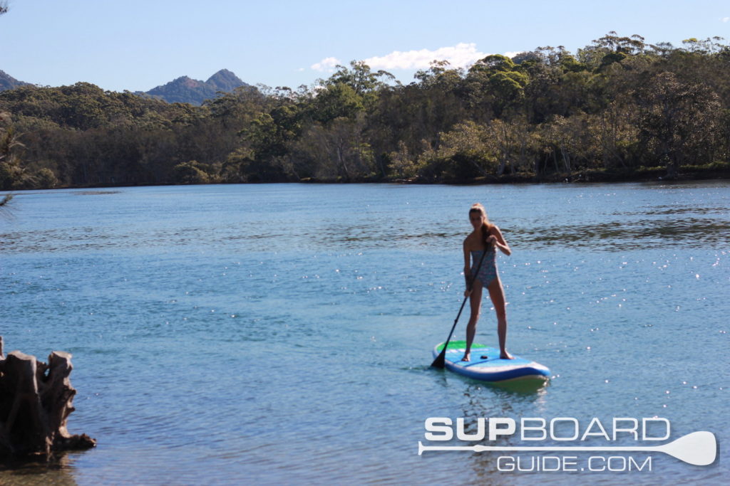 Paddling down river on iSUP