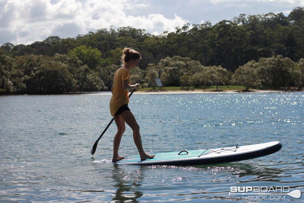 Manuevering SUP on water